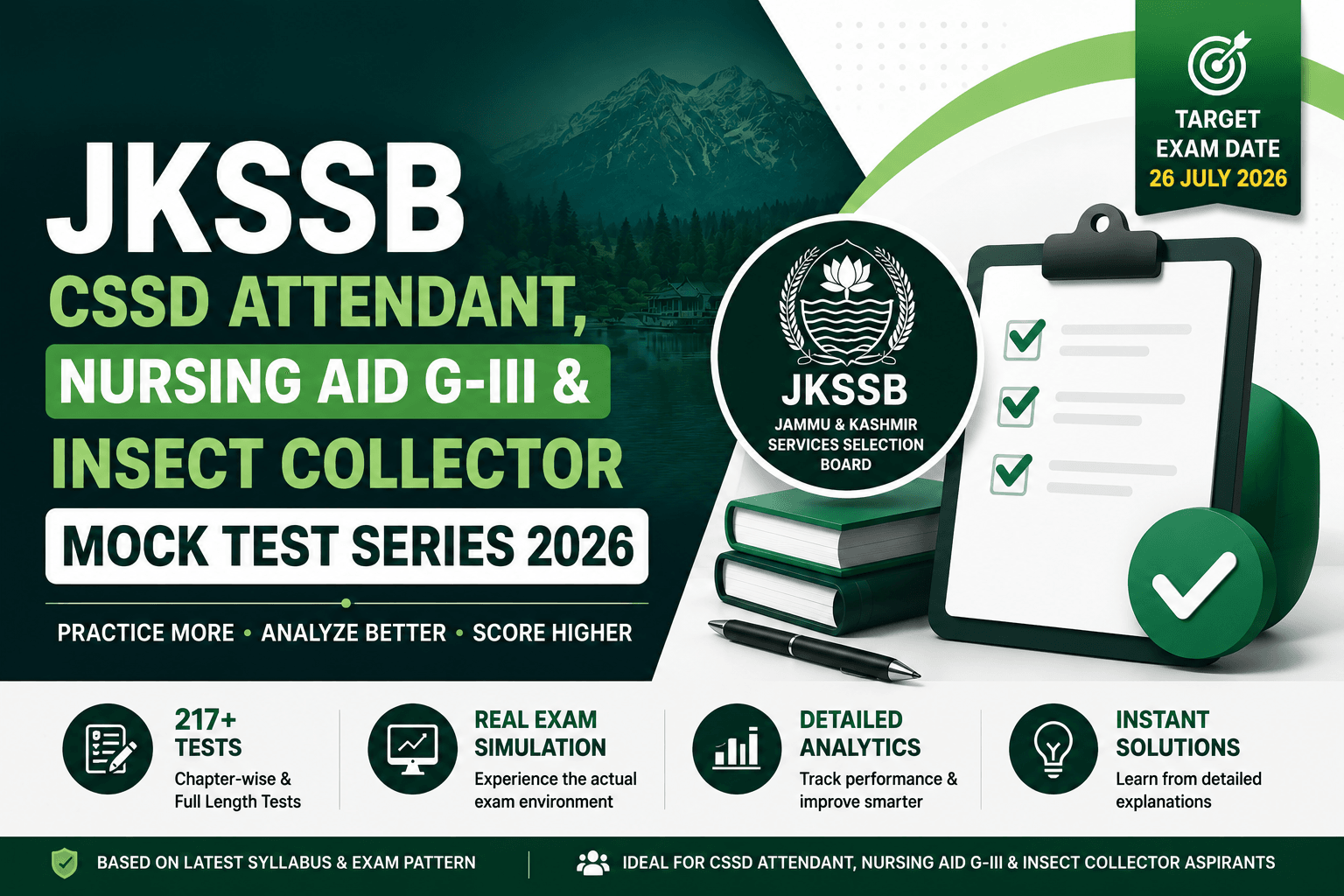 Jkssb CSSD Attendant/ Nursing Aid G-III/ Insect Collector Test Series.
